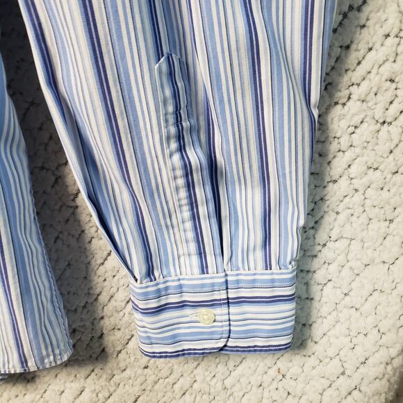 Polo Ralph Lauren Dress Shirt Men XXL Blue Striped Button Down Westerton 52x31 - Picture 5 of 7